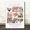 Photo Collage Gift For Grandmother Mother's Day 9-Photo Pink Print Or Canvas