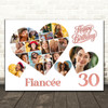 Photo Collage 30th Birthday Gift For Fiancée 20-Photo Hearts Print Or Canvas