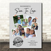 Photo Collage 40th Birthday Gift For Son-In-Law 7-Photo Grey Print Or Canvas