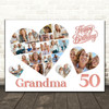 Photo Collage 50th Birthday Gift For Grandma 20-Photo Hearts Print Or Canvas