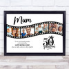 Photo Collage 50th Birthday Gift For Mum 4-Photo Camera Film Print Or Canvas