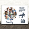 Photo Collage 60th Birthday Gift For Daddy 14-Photo Football Print Or Canvas