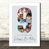Photo Collage 7-Photo 9th Birthday Custom Gift For Boys Blue Print Or Canvas