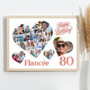 Photo Collage 80th Birthday Gift For Fiancée 20-Photo Hearts Print Or Canvas