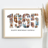 Photo Collage White Birthday Gift For Her 24-Photo Year 1965 Print Or Canvas