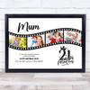 Photo Collage 21st Birthday Gift For Mum 4-Photo Camera Film Print Or Canvas