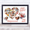 Photo Collage 21st Birthday Gift For Stepmum 20-Photo Hearts Print Or Canvas