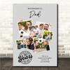 Photo Collage 30th Birthday Custom Gift For Dad 7-Photo Grey Print Or Canvas