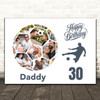 Photo Collage 30th Birthday Gift For Daddy 14-Photo Football Print Or Canvas