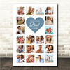 Photo Collage Father's Day Gift For Dad 20-Photo Blue Heart Print Or Canvas