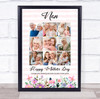 Photo Collage Gift For Nan Mother's Day 9-Photo Pink Floral Print Or Canvas
