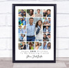 Photo Collage 40th Birthday Custom Gift For Fiancé 15-Photo Print Or Canvas
