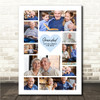 Photo Collage Grandad Gift For Father's Day 10-Photo Blue Heart Print Or Canvas