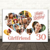 Photo Collage 30th Birthday Gift For Girlfriend 20-Photo Hearts Print Or Canvas