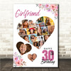 Photo Collage 30th Birthday Gift For Girlfriend 19-Photo Floral Print Or Canvas