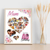 Photo Collage 40th Birthday Custom Gift For Mum 19-Photo Floral Print Or Canvas