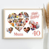 Photo Collage 40th Birthday Custom Gift For Mum 20-Photo Hearts Print Or Canvas