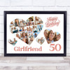 Photo Collage 50th Birthday Gift For Girlfriend 20-Photo Hearts Print Or Canvas