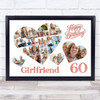 Photo Collage 60th Birthday Gift For Girlfriend 20-Photo Hearts Print Or Canvas