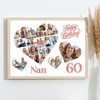 Photo Collage 60th Birthday Custom Gift For Nan 20-Photo Hearts Print Or Canvas