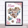 Photo Collage 70th Birthday Custom Gift For Mum 19-Photo Floral Print Or Canvas