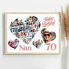 Photo Collage 70th Birthday Custom Gift For Nan 20-Photo Hearts Print Or Canvas