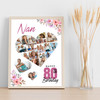 Photo Collage 80th Birthday Custom Gift For Nan 19-Photo Floral Print Or Canvas