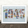 Photo Collage Blue Birthday Gift For Grandad 25-Photo Year 1945 Print Or Canvas