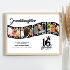 Photo Collage 16th Birthday Gift For Granddaughter 4-Photo Film Print Or Canvas