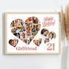 Photo Collage 21st Birthday Gift For Girlfriend 20-Photo Hearts Print Or Canvas