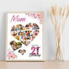 Photo Collage 21st Birthday Custom Gift For Mum 19-Photo Floral Print Or Canvas