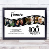 Photo Collage 100th Birthday Gift For Fiancée 4-Photo Film Reel Print Or Canvas