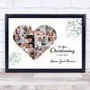 Photo Collage Christening Custom Gift 17-Photo Heart Eucalyptus Print Or Canvas