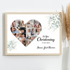 Photo Collage Christening Custom Gift 17-Photo Heart Eucalyptus Print Or Canvas