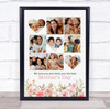Photo Collage Mother's Day Gift For Anyone 9-Photo Pink Floral Print Canvas