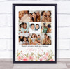 Photo Collage Gift For Anyone Mother's Day 9-Photo Pink Floral Print Or Canvas