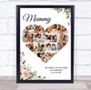 Photo Collage Gift For Mummy Mother's Day 14-Photo Pink Floral Print Or Canvas