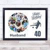 Photo Collage 40th Birthday Gift For Husband 14-Photo Football Print Or Canvas