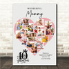 Photo Collage 40th Birthday Gift For Mummy 16-Photo Pink Heart Print Or Canvas