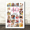Photo Collage 40th Birthday Gift For Stepmum 20-Photo Portrait Print Or Canvas