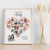 Photo Collage 50th Birthday Gift For Aunty 16-Photo Pink Heart Print Or Canvas