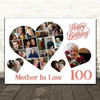 Photo Collage 100th Birthday Gift For Mother-In-Law 20-Photo s Print Or Canvas