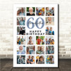 Photo Collage 60th Birthday Gift For Grandfather 20-Photo Blue Print Or Canvas