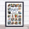 Photo Collage 60th Birthday Gift For Grandfather 20-Photo Blue Print Or Canvas