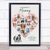 Photo Collage 60th Birthday Gift For Mummy 16-Photo Pink Heart Print Or Canvas