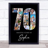 Photo Collage 70th Birthday Gift For Her 16-Photo Age 70 Black Print Or Canvas