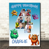 Photo Collage 7-Photo 4th Birthday Gift For Kids Boys Monsters Print Or Canvas