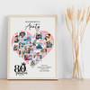 Photo Collage 80th Birthday Gift For Aunty 16-Photo Pink Heart Print Or Canvas