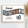 Photo Collage 80th Birthday Gift For Friend 4-Photo Film White Print Or Canvas