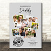 Photo Collage 30th Birthday Custom Gift For Daddy 7-Photo Grey Print Or Canvas